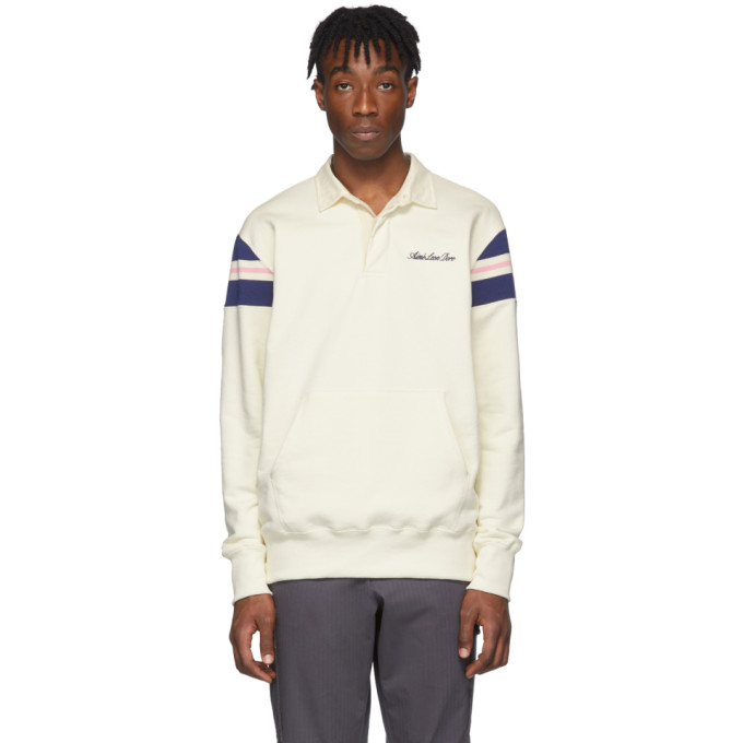 Aimé Leon Dore Aime Leon Dore Off-white Ribbed Shoulder Rugby Polo In Parmesan