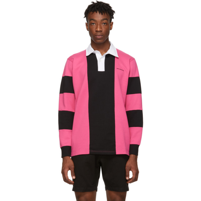 Saturdays Surf Nyc Tops SATURDAYS NYC PINK AND BLACK SANDERS POLO
