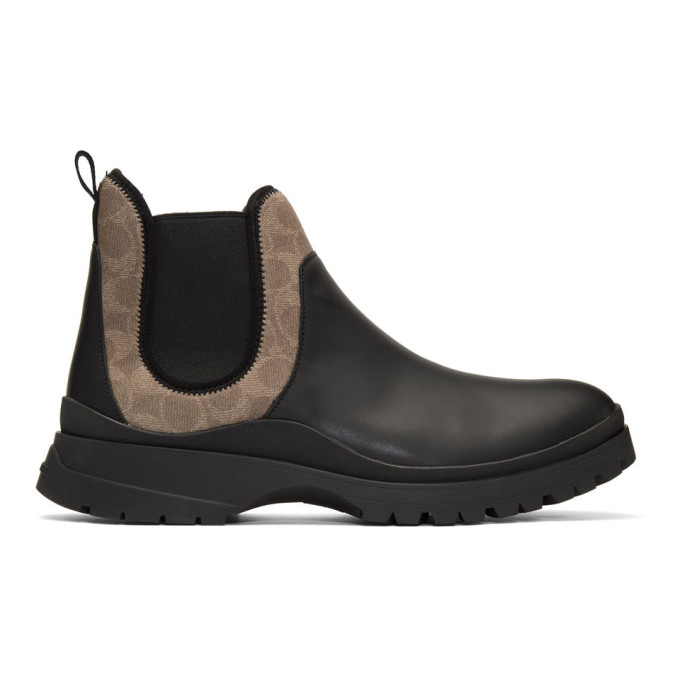 Coach 1941 Black and Khaki Hybrid Chelsea Boots