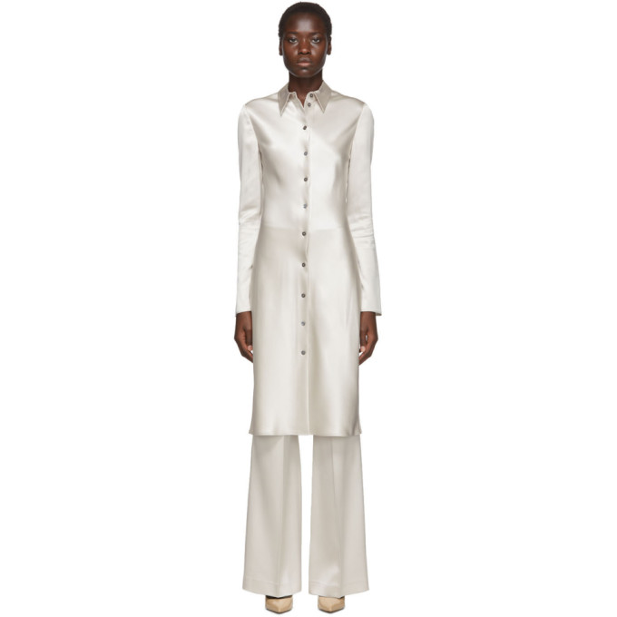 Click to view more detailed imagery on our partner's website Joseph Silver Silk Calum Dress In 0203 Mastic