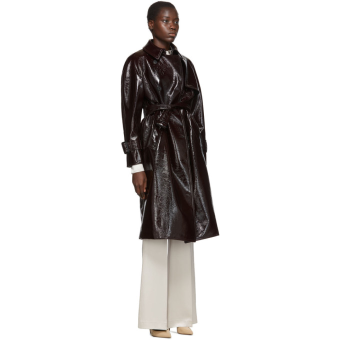JOSEPH JOSEPH BURGUNDY COATED FELT TRENCH COAT