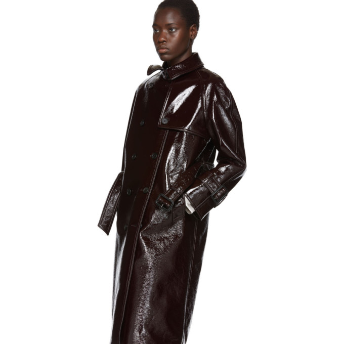 JOSEPH JOSEPH BURGUNDY COATED FELT TRENCH COAT