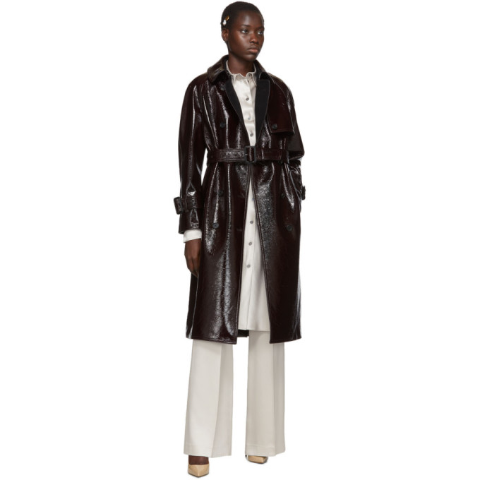 JOSEPH JOSEPH BURGUNDY COATED FELT TRENCH COAT