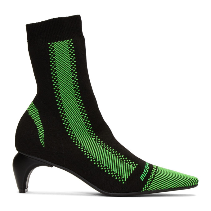 MISBHV Black and Green Active Square Ankle Boots