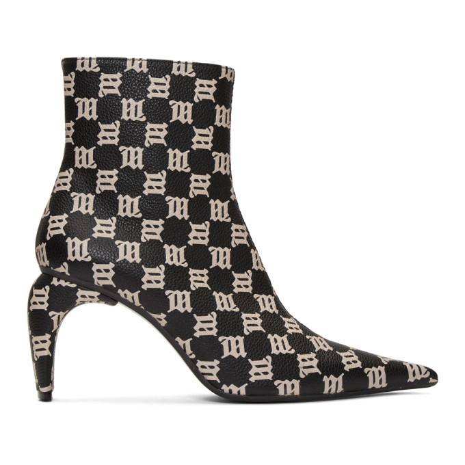 MISBHV Black and Beige Monogram Slicer Ankle Boots