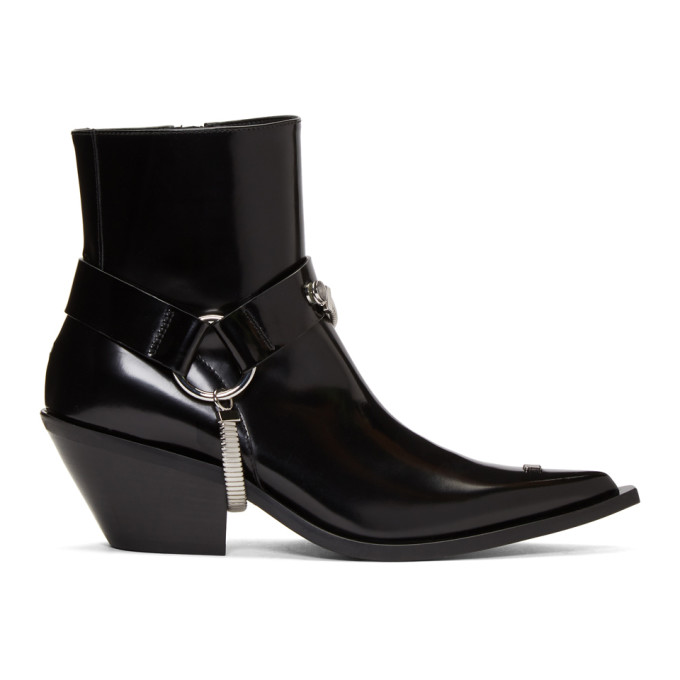 black patent leather cowboy boots