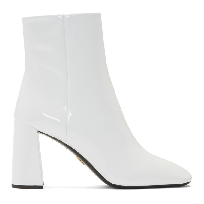 Prada White Patent Vernice Boots