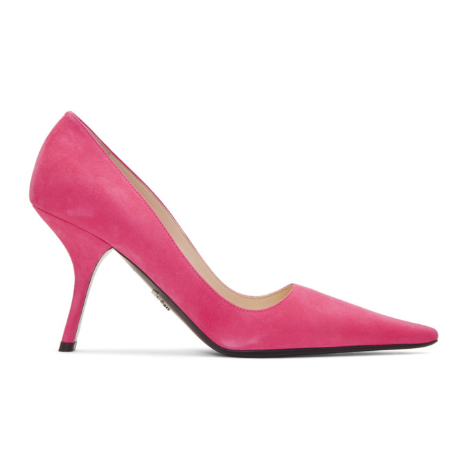 Prada Pink Suede Curved Heels