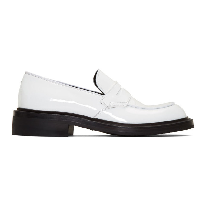 white patent loafers