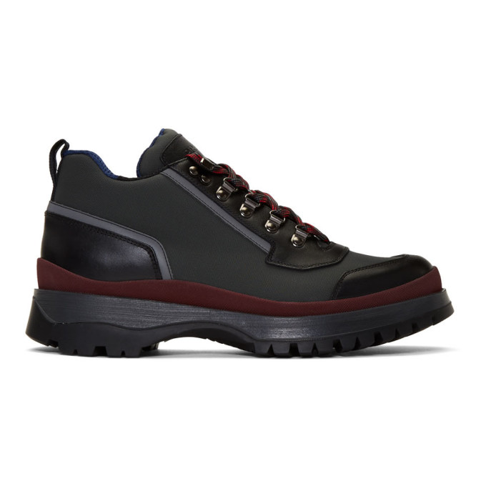 Prada Red and Grey Hybrid Hiking Boots