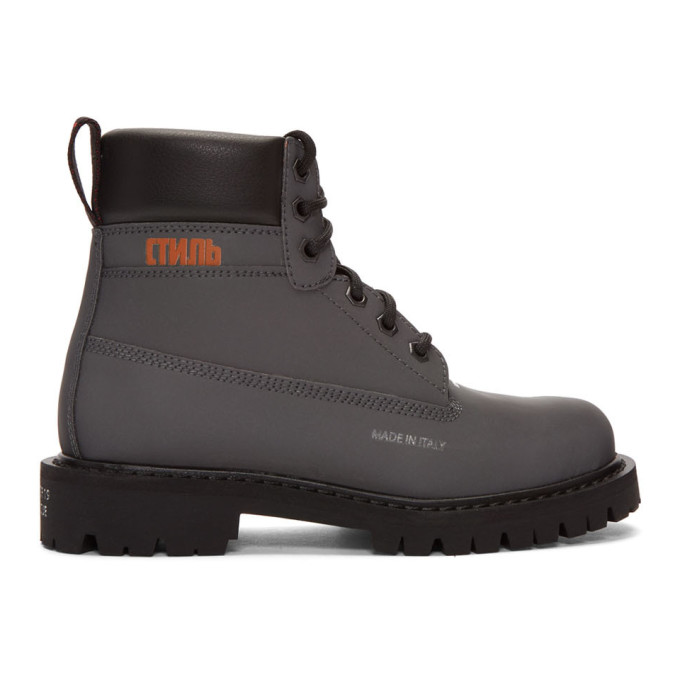 Heron Preston Black Reflective Worker Boots