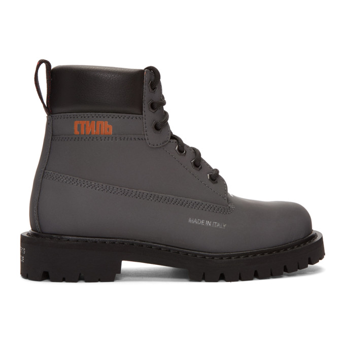 Heron Preston Black Reflective Worker Boots