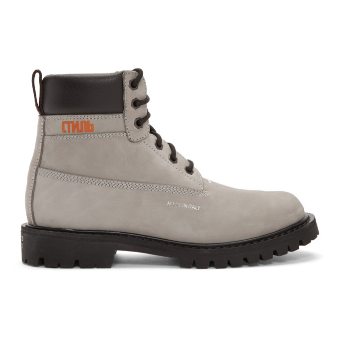 Heron Preston Grey Worker Boots