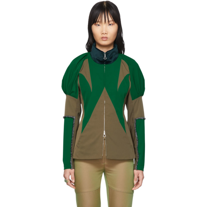 Click to view more detailed imagery on our partner's website Kiko Kostadinov Green Shoulder Shell Jacket In Military Gr