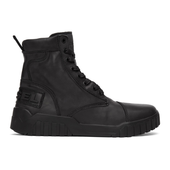 Diesel Black H-Rua AM Lace-Up Boots