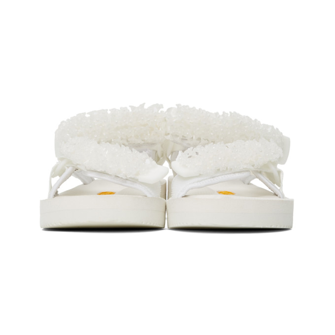CECILIE BAHNSEN CECILIE BAHNSEN WHITE SUICOKE EDITION MARIA BEADED SANDALS