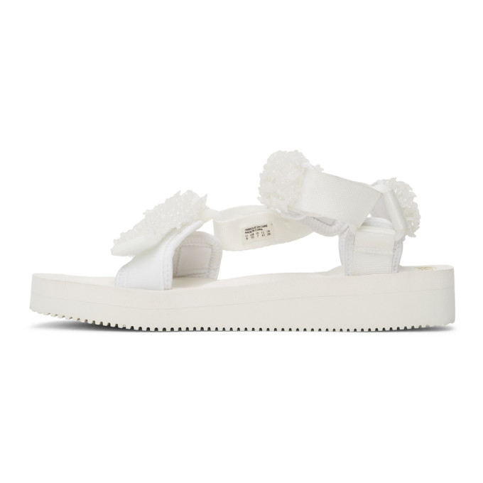 CECILIE BAHNSEN CECILIE BAHNSEN WHITE SUICOKE EDITION MARIA BEADED SANDALS