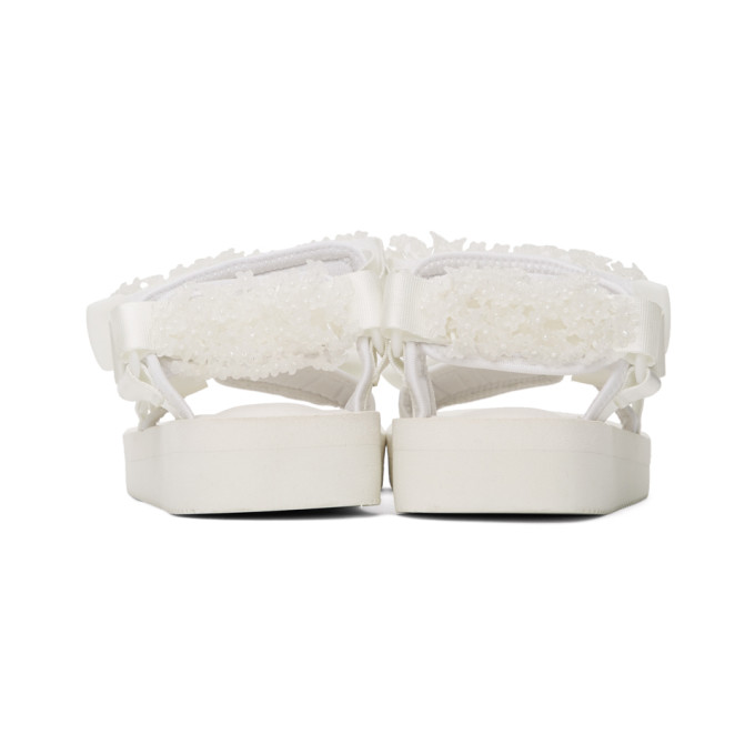 CECILIE BAHNSEN CECILIE BAHNSEN WHITE SUICOKE EDITION MARIA BEADED SANDALS