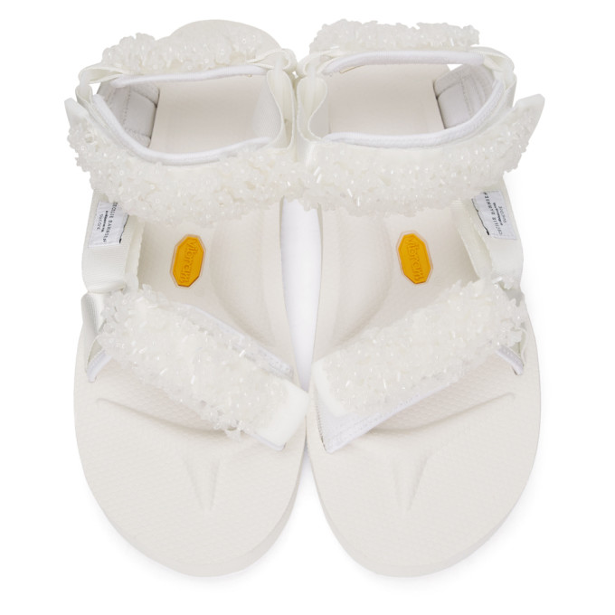 CECILIE BAHNSEN CECILIE BAHNSEN WHITE SUICOKE EDITION MARIA BEADED SANDALS