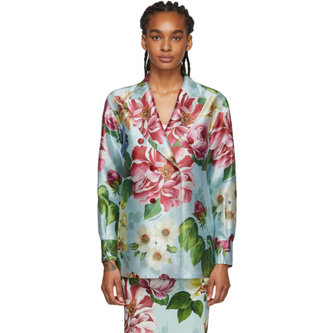 DOLCE & GABBANA DOLCE AND GABBANA BLUE FLORAL BLAZER