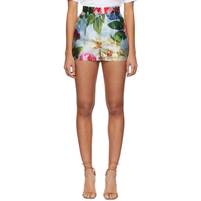 DOLCE & GABBANA DOLCE AND GABBANA BLUE FLORAL SHORTS