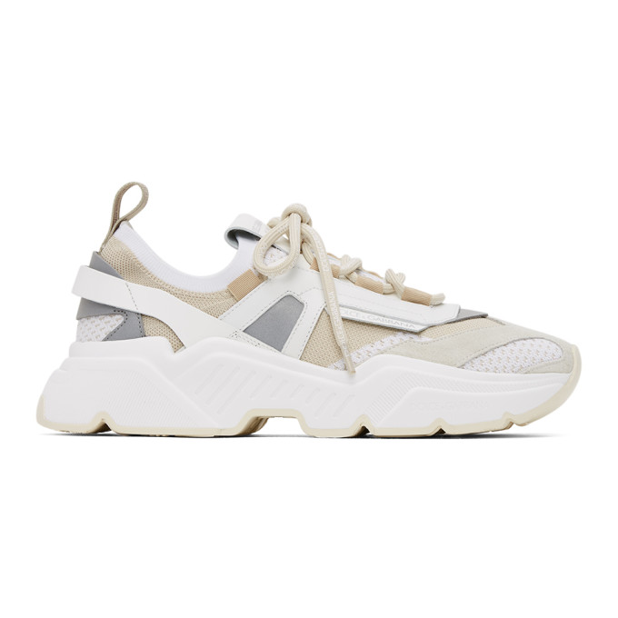 DOLCE & GABBANA BEIGE STRETCH MESH DAYMASTER SNEAKERS