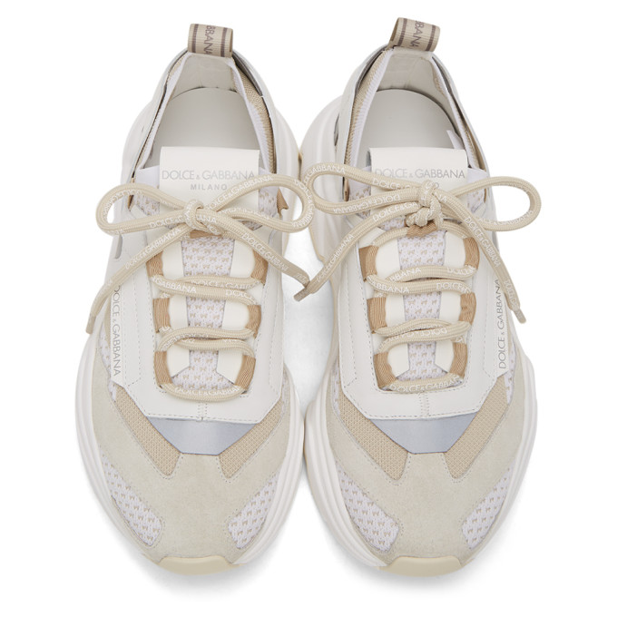 DOLCE & GABBANA BEIGE STRETCH MESH DAYMASTER SNEAKERS