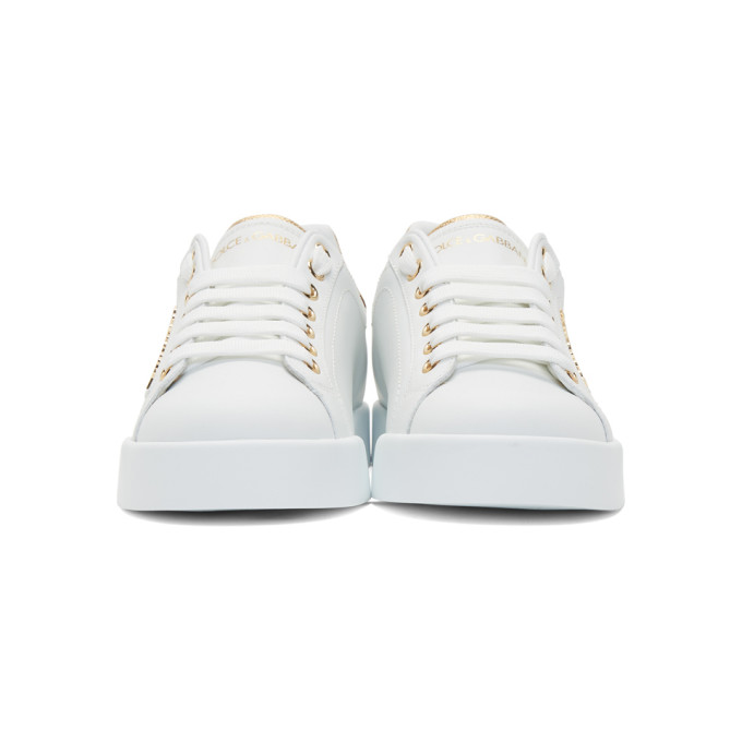 DOLCE & GABBANA DOLCE AND GABBANA WHITE AND GOLD PEARL SNEAKERS