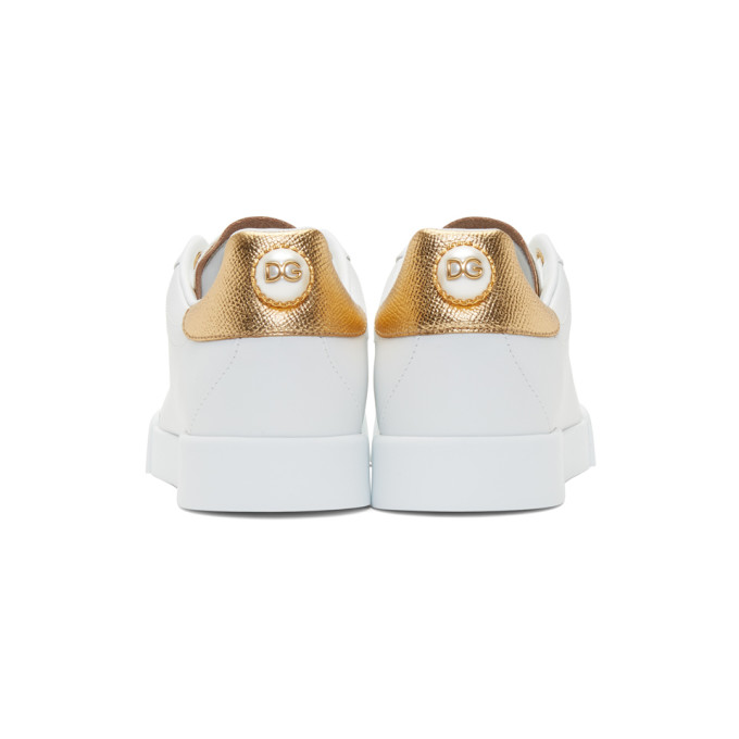 DOLCE & GABBANA DOLCE AND GABBANA WHITE AND GOLD PEARL SNEAKERS