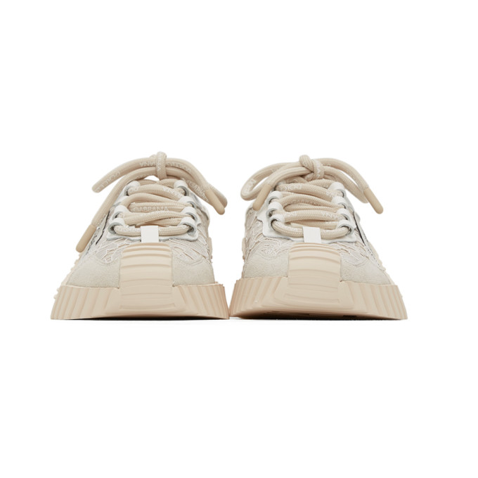 DOLCE & GABBANA WHITE LACE & LEATHER NS1 SNEAKERS