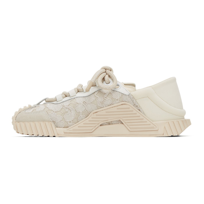DOLCE & GABBANA WHITE LACE & LEATHER NS1 SNEAKERS