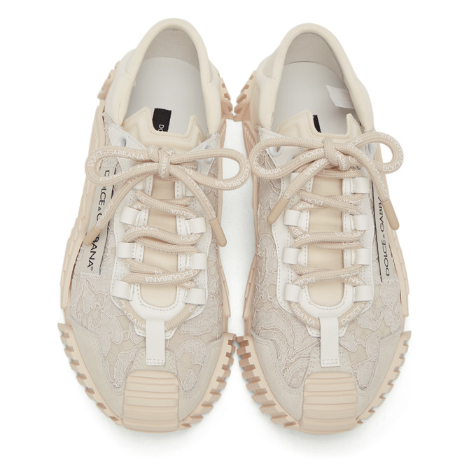 DOLCE & GABBANA WHITE LACE & LEATHER NS1 SNEAKERS