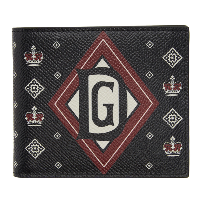 DOLCE & GABBANA DOLCE AND GABBANA BLACK BANDANA 6 BIFOLD WALLET