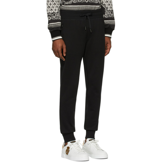 DOLCE & GABBANA DOLCE AND GABBANA BLACK LOGO PLAQUE SWEATPANTS
