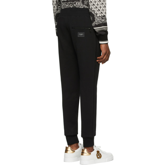 DOLCE & GABBANA DOLCE AND GABBANA BLACK LOGO PLAQUE SWEATPANTS