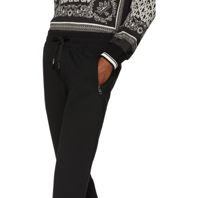 DOLCE & GABBANA DOLCE AND GABBANA BLACK LOGO PLAQUE SWEATPANTS