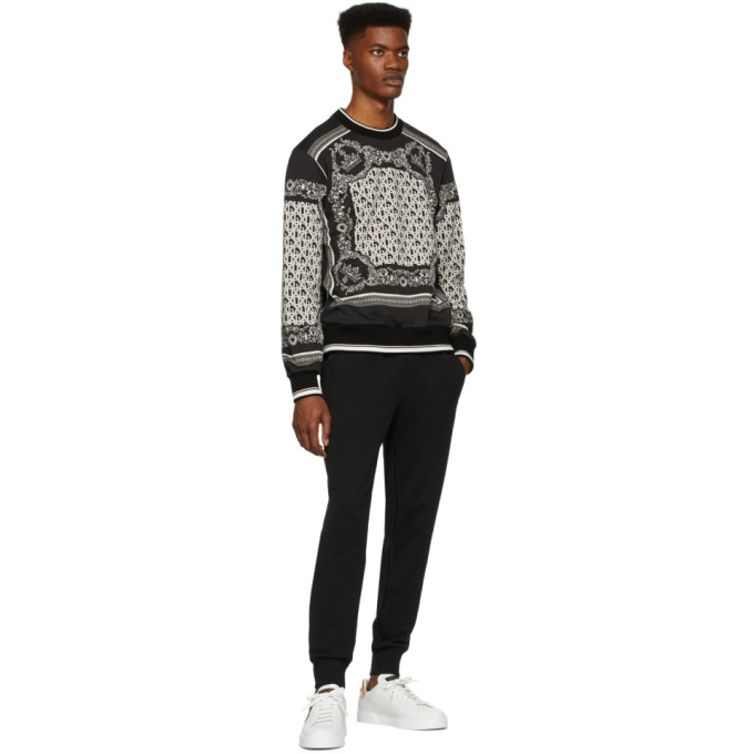 DOLCE & GABBANA DOLCE AND GABBANA BLACK LOGO PLAQUE SWEATPANTS