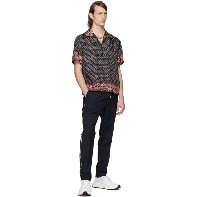 DOLCE & GABBANA DOLCE AND GABBANA BLACK AND BURGUNDY SILK BANDANA PRINT SHIRT