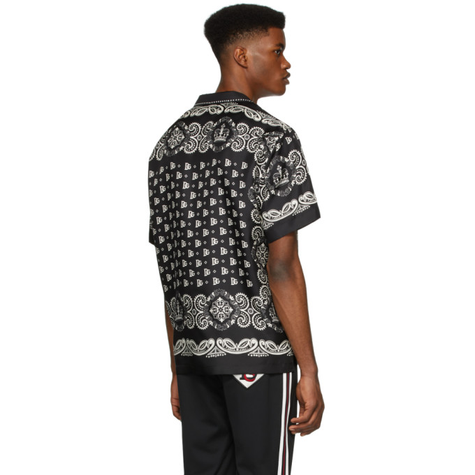 DOLCE & GABBANA BLACK & WHITE SILK HAWAIIAN SHIRT