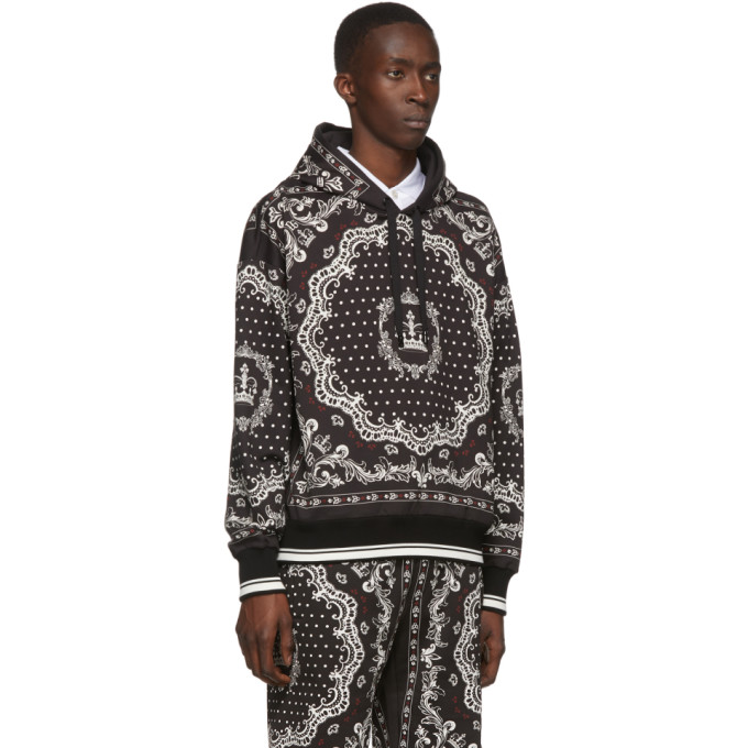 DOLCE & GABBANA DOLCE AND GABBANA BLACK AND WHITE BANDANA HOODIE