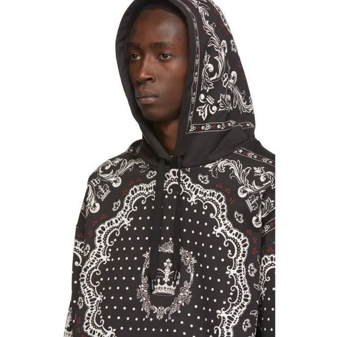 DOLCE & GABBANA DOLCE AND GABBANA BLACK AND WHITE BANDANA HOODIE