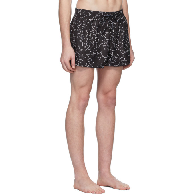 DOLCE & GABBANA DOLCE AND GABBANA BLACK ALLOVER STAR SWIM SHORTS