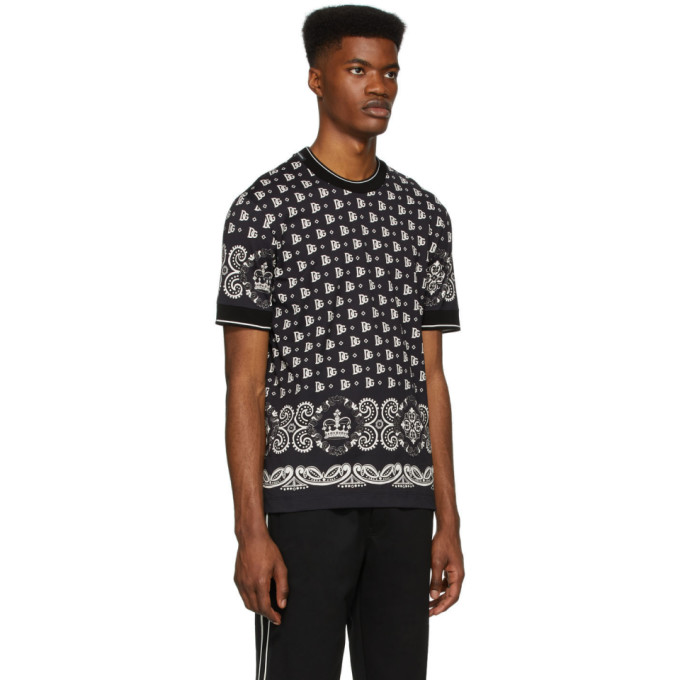 DOLCE & GABBANA DOLCE AND GABBANA BLACK AND WHITE BANDANA T-SHIRT