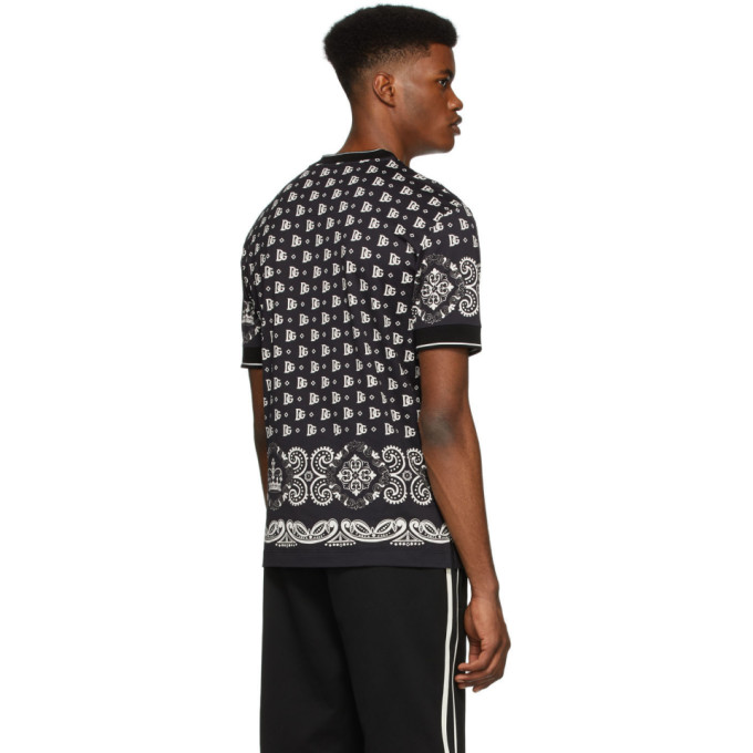 DOLCE & GABBANA DOLCE AND GABBANA BLACK AND WHITE BANDANA T-SHIRT