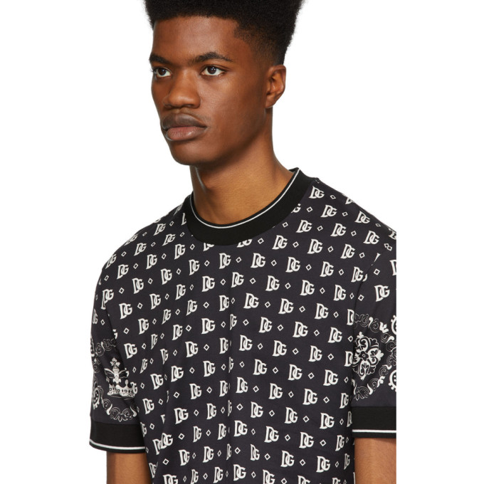 DOLCE & GABBANA DOLCE AND GABBANA BLACK AND WHITE BANDANA T-SHIRT