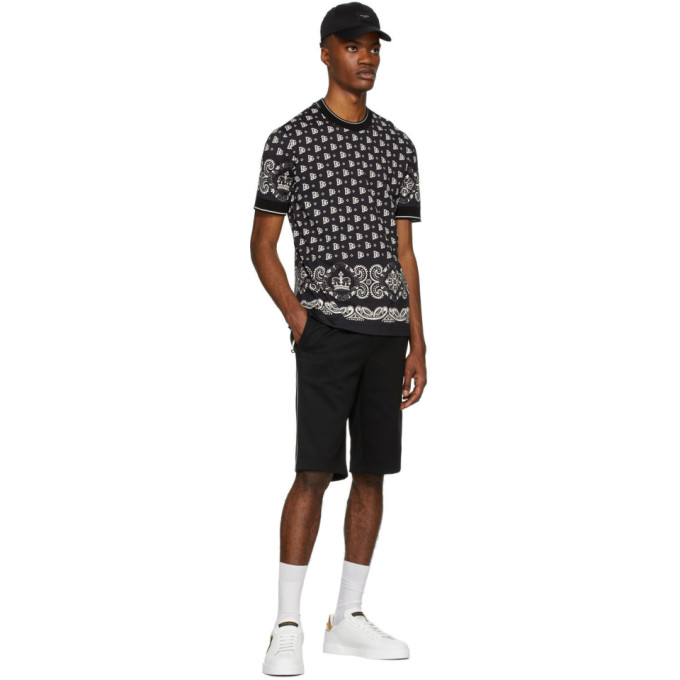 DOLCE & GABBANA DOLCE AND GABBANA BLACK AND WHITE BANDANA T-SHIRT