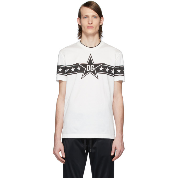 DOLCE & GABBANA DOLCE AND GABBANA WHITE DG STARS MILLENNIALS T-SHIRT