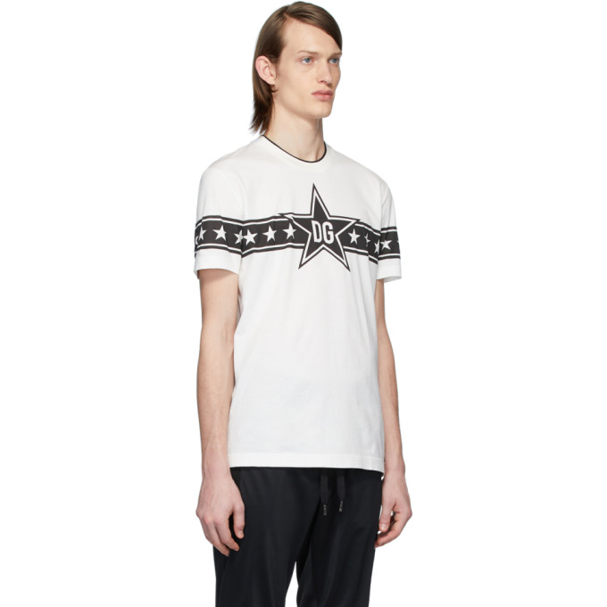 DOLCE & GABBANA DOLCE AND GABBANA WHITE DG STARS MILLENNIALS T-SHIRT