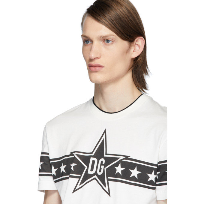 DOLCE & GABBANA DOLCE AND GABBANA WHITE DG STARS MILLENNIALS T-SHIRT