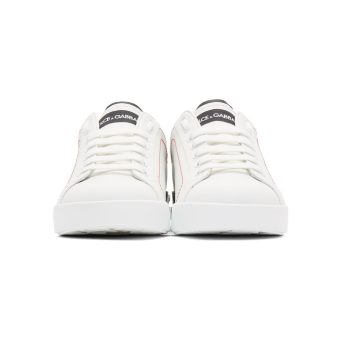 DOLCE & GABBANA DOLCE AND GABBANA WHITE AND BLACK PORTOFINO SNEAKERS